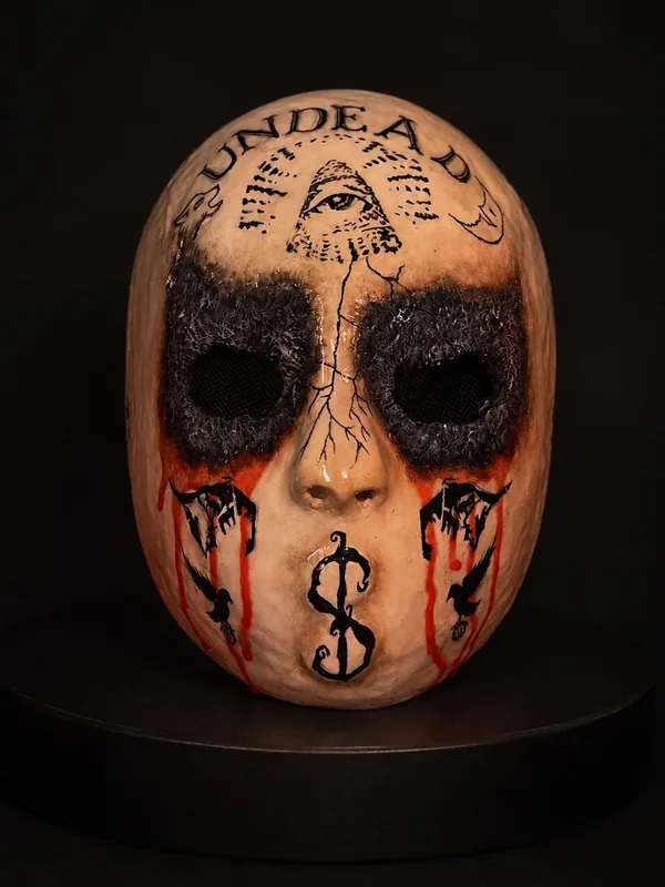 Маска Undead с надписью, всевидящим оком и знаком доллара — ручная роспись OBRAZwill